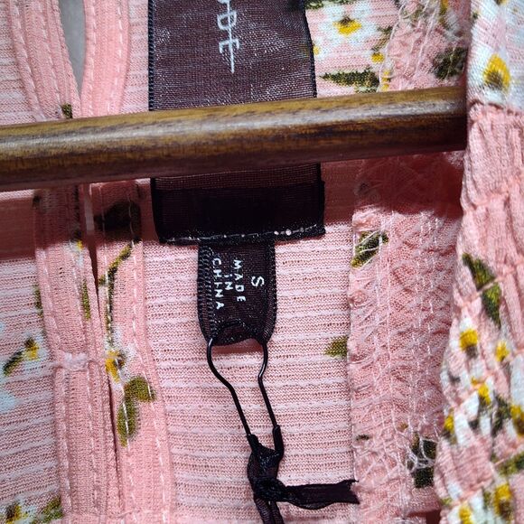 Code X Mode Maxi Dress Women Size S Peach Floral Smocked Sleeveless Spring Girly - Picture 9 of 12